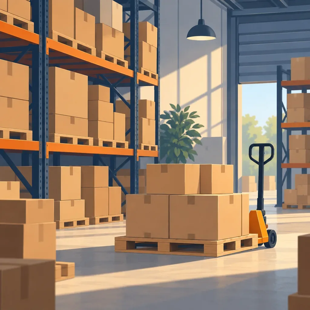Illustration of stacked boxes on a warehouse pallet